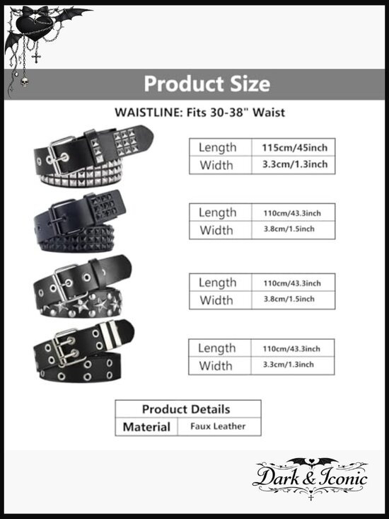 Y2K Punk Goth Studded Star Belt Set - main image 6